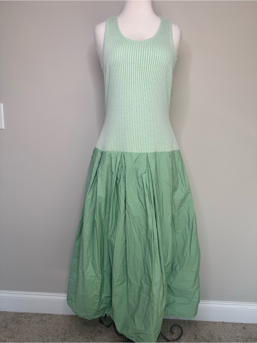 NWOT Free People Drops of Venus Mint Green Ribbed Midi Dress